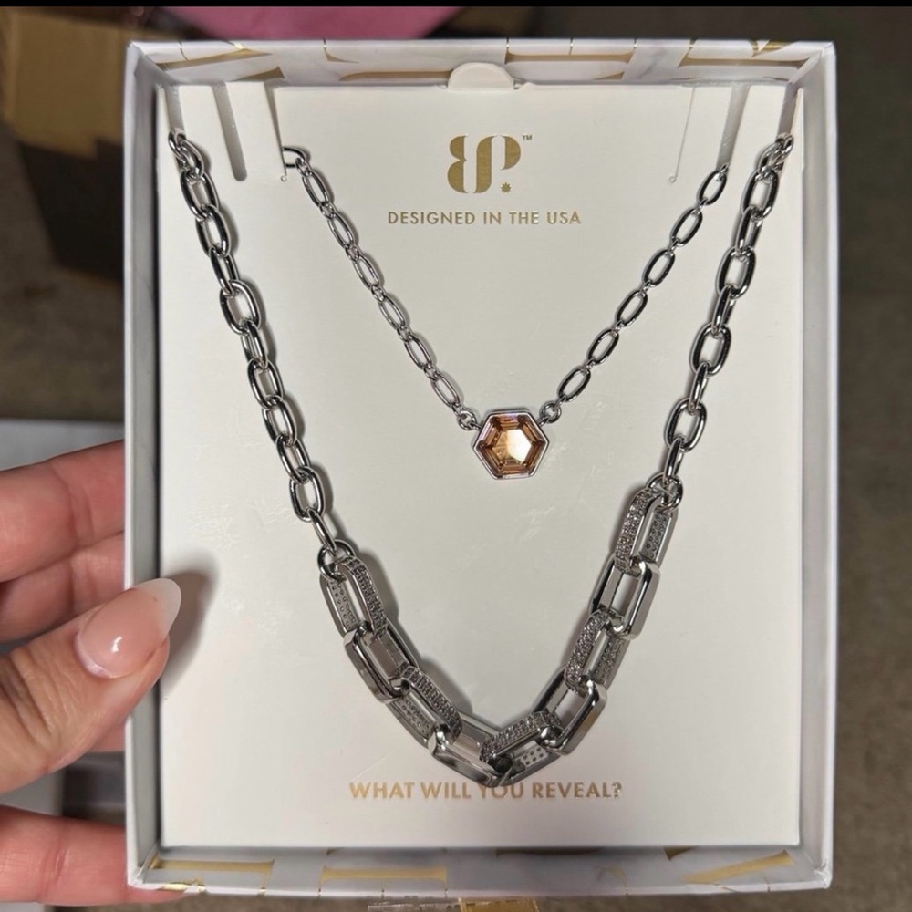 Elegant Silver Necklace with Gold Accent by BP